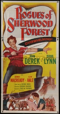 4b859 ROGUES OF SHERWOOD FOREST 3sh R1956 John Derek as the son of Robin Hood, overwhelming!