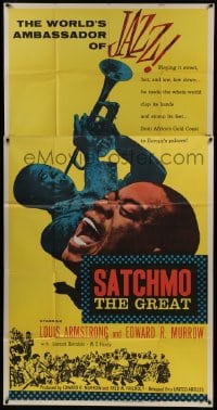 4b869 SATCHMO THE GREAT 3sh 1957 wonderful image of Louis Armstrong playing trumpet & singing!