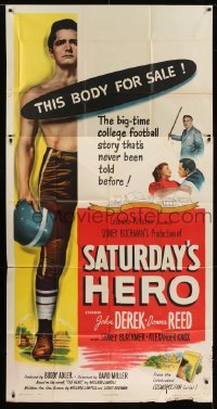 4b870 SATURDAY'S HERO 3sh 1951 barechested football player John Derek, his body is for sale!