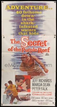 4b876 SECRET OF THE PURPLE REEF 3sh 1960 adventure 40 fathoms down in shark-infested waters!