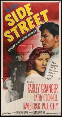 4b887 SIDE STREET 3sh 1950 art of Farley Granger & Cathy O'Donnell, directed by Anthony Mann!