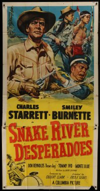 4b896 SNAKE RIVER DESPERADOES 3sh 1951 art of Charles Starrett & Smiley Burnette by Glenn Cravath!
