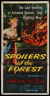 4b906 SPOILERS OF THE FOREST 3sh 1957 art of Vera Ralston in the last frontier of untamed women!