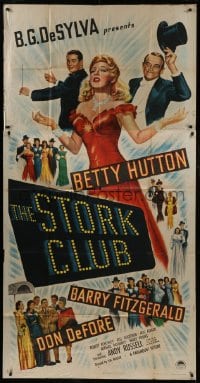 4b916 STORK CLUB 3sh 1945 great art of pretty Betty Hutton + Barry Fitzgerald & Don DeFore!