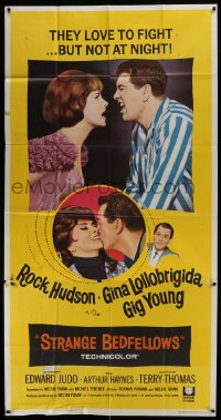 4b919 STRANGE BEDFELLOWS 3sh 1965 Gina Lollobrigida & Rock Hudson love to fight, but not at night!