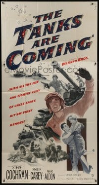 4b928 TANKS ARE COMING 3sh 1951 Sam Fuller, Steve Cochran, Uncle Sam's iron-nerved yanks in tanks!