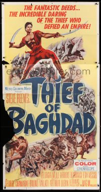 4b940 THIEF OF BAGHDAD int'l 3sh 1961 daring Steve Reeves does fantastic deeds & defies an empire!
