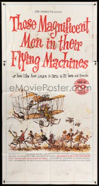 4b941 THOSE MAGNIFICENT MEN IN THEIR FLYING MACHINES 3sh 1965 great wacky art of early airplane!