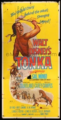 4b945 TONKA 3sh 1957 Sal Mineo, Walt Disney, West's strangest legend, artwork of Native Americans!