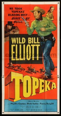 4b948 TOPEKA 3sh 1953 Phyllis Coates & cowboy Wild Bill Elliot took the blazing best of Kansas!