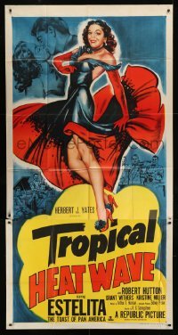 4b954 TROPICAL HEAT WAVE 3sh 1952 artwork of super sexy Estelita, the Toast of Pan America!