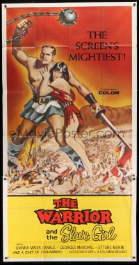 4b967 WARRIOR & THE SLAVE GIRL 3sh 1959 awesome artwork of gladiator & girl, mightiest Italian epic!
