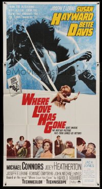 4b971 WHERE LOVE HAS GONE 3sh 1964 Susan Hayward, Bette Davis, trashy Harold Robbins!
