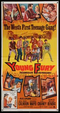4b996 YOUNG FURY 3sh 1965 artwork of Rory Calhoun & the West's first teenage gang!