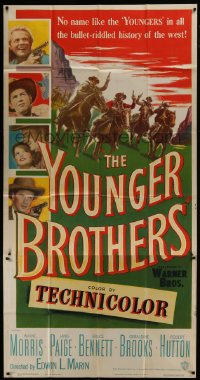 4b998 YOUNGER BROTHERS 3sh 1949 outlaw brothers Wayne Morris, Bruce Bennett & Robert Hutton!