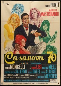 4b210 CASANOVA '70 Italian 1p 1965 Ciriello art of Mastroianni, Virna Lisi & sexy female cast!