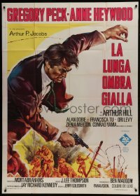 4b213 CHAIRMAN Italian 1p 1969 cool art of Cold War spy Gregory Peck shooting gun!