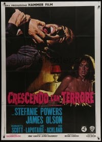 4b230 CRESCENDO Italian 1p 1970 different art of sexy Stefanie Powers & man being choked!