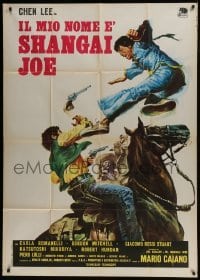 4b250 DRAGON STRIKES BACK Italian 1p 1972 Il mio nome e Shanghai Joe, cool kung fu western art!