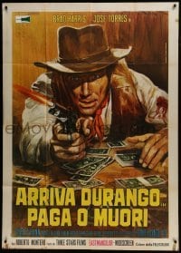 4b253 DURANGO IS COMING, PAY OR DIE Italian 1p 1971 Piovano spaghetti western art of Brad Harris!