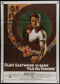 4b260 EVERY WHICH WAY BUT LOOSE Italian 1p 1979 Bob Peak art of Clint Eastwood & Clyde orangutan!