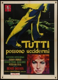 4b261 EVERYBODY WANTS TO KILL ME Italian 1p 1957 Renato Fratini art of Eleonora Rossi Drago!