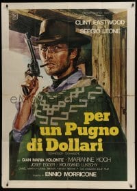 4b266 FISTFUL OF DOLLARS Italian 1p R1976 Sergio Leone, great art of Clint Eastwood with gun!