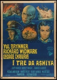 4b268 FLIGHT FROM ASHIYA Italian 1p 1964 different art of Yul Brynner, Richard Widmark & Chakiris!
