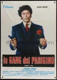4b275 GANG Italian 1p 1977 Jacques Deray, Ciriello art of smoking Alain Delon holding gun & rose!