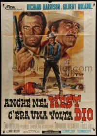4b280 GOD WAS IN THE WEST TOO AT ONE TIME Italian 1p 1968 Gilbert Roland, spaghetti western art!