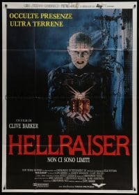 4b288 HELLRAISER Italian 1p 1987 Clive Barker horror, great image of Pinhead holding cube!