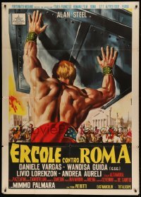 4b290 HERCULES AGAINST ROME Italian 1p 1964 Casaro art of strongman Sergio Ciani vs entire army!