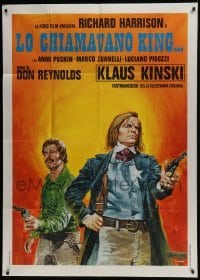 4b292 HIS NAME WAS KING Italian 1p 1971 Crovato spaghetti western art of Klaus Kinski & Harrison!