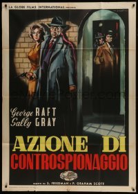 4b305 I'LL GET YOU Italian 1p 1958 different Symeoni art of George Raft & Sally Grey in hiding!