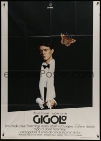4b318 JUST A GIGOLO Italian 1p 1980 different image of David Bowie in tuxedo by butterfly!