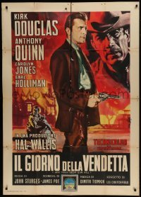4b331 LAST TRAIN FROM GUN HILL Italian 1p 1959 Nistri art of Kirk Douglas & Anthony Quinn, Sturges