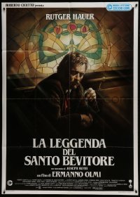 4b335 LEGEND OF THE HOLY DRINKER Italian 1p 1988 Casaro art of alcoholic Rutger Hauer in church!