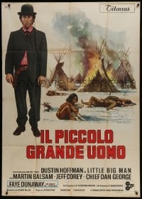 4b342 LITTLE BIG MAN Italian 1p 1971 art of Dustin Hoffman & Native Americans, Arthur Penn!