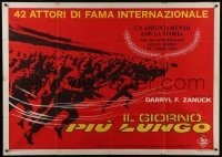 4b346 LONGEST DAY horizontal Italian 1p R1969 Zanuck's WWII D-Day movie with 42 international stars!