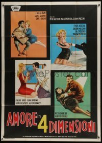 4b349 LOVE IN FOUR DIMENSIONS Italian 1p 1966 Amore in Quattro Dimensioni, art of couples in love!