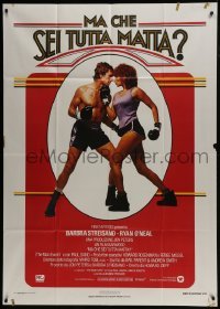 4b352 MAIN EVENT Italian 1p 1979 full-length image of Barbra Streisand boxing with Ryan O'Neal!