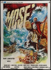 4b361 MOSES Italian 1p 1974 different art of Burt Lancaster holding Ten Commandments in flood!