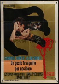 4b381 PARANOIA Italian 1p 1970 Umberto Lenzi, Calma art of lovers in hand silhouette with blood!