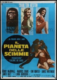 4b387 PLANET OF THE APES Italian 1p R1970s Charlton Heston, classic sci-fi, different image!