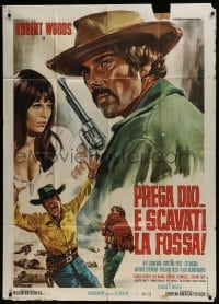 4b390 PRAY TO GOD & DIG YOUR GRAVE Italian 1p 1968 Robert Woods, Piovano spaghetti western art!
