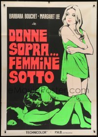 4b408 ROGUE dayglo Italian 1p 1972 great different art of sexy naked couple & girl undressing!