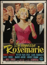 4b410 ROSEMARY Italian 1p 1959 art of sexy prostitute Nadja Tiller surrounded by male suitors!