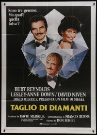 4b411 ROUGH CUT Italian 1p 1980 Brak art of Burt Reynolds & sexy Lesley-Anne Down in huge diamond!