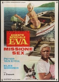 4b422 SEDUCTION BY THE SEA Italian 1p 1966 sexy Elke Sommer, Peter Van Eyck & German Shepherd!