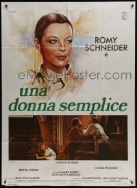 4b429 SIMPLE STORY Italian 1p 1980 Crovato art of pretty Romy Schneider, Une histoire simple!